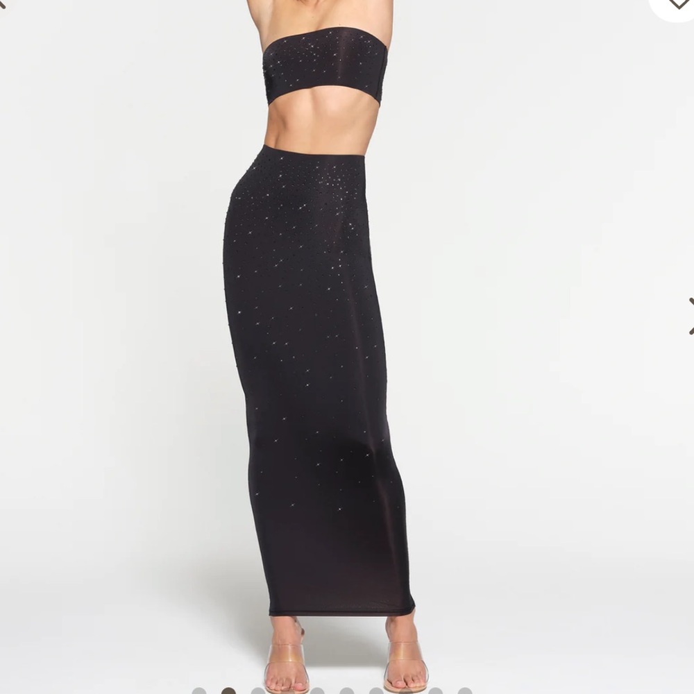 Swarovski x SKIMS JELLY SHEER TUBE SKIRT Onyx Small